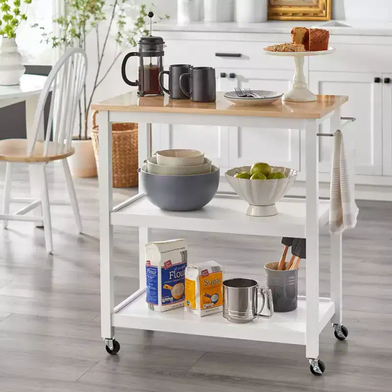 Kitchen 2-Tier Rolling Cart, Black
