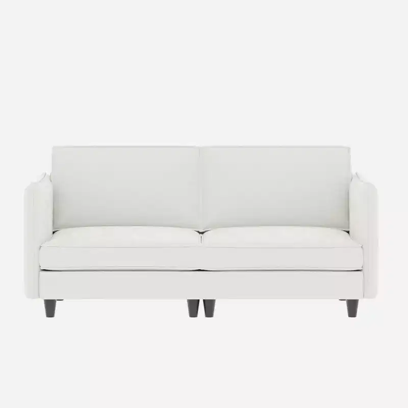 Modern Loveseat Sofa with Slim Armrests and Soft Cushions, for Living Room, Bedroom or Apartment, White