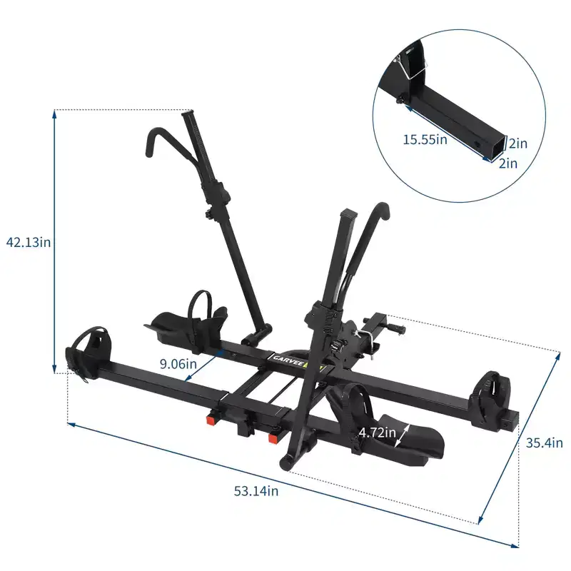 Hitch Mount Bike Rack for Ebikes, 200lbs Capacity 2-Bike Carrier with Tilt & Fold, Fits 2 Inch Receiver, Up to 5 Fat Tire, Bike Racks for Car Trucks