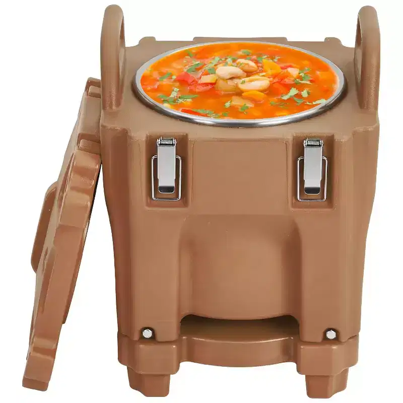Insulated Food Carrier 22Qt Stackable Hot Box with Spoon and Wheels