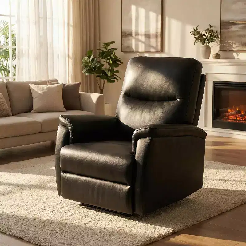 Power Recliner Chair with 270° Swivel - Wide PU Leather Seat