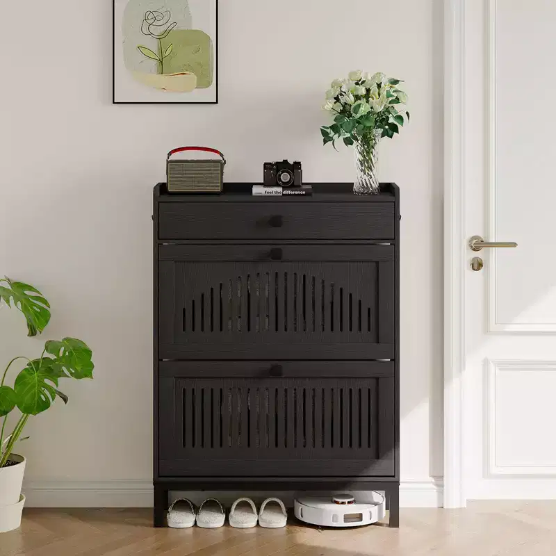 Shoe Storage Cabinet with 2 Flip Drawer, Shoes Organizer with with Top Drawer, Adjustable Shoe Rack