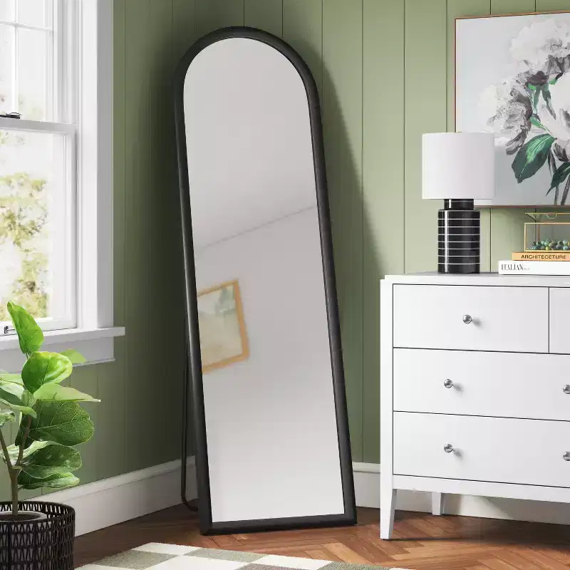 20"x65" Arch Floor Mirror Black - Threshold™: Easel Back, Modern Polystyrene Frame