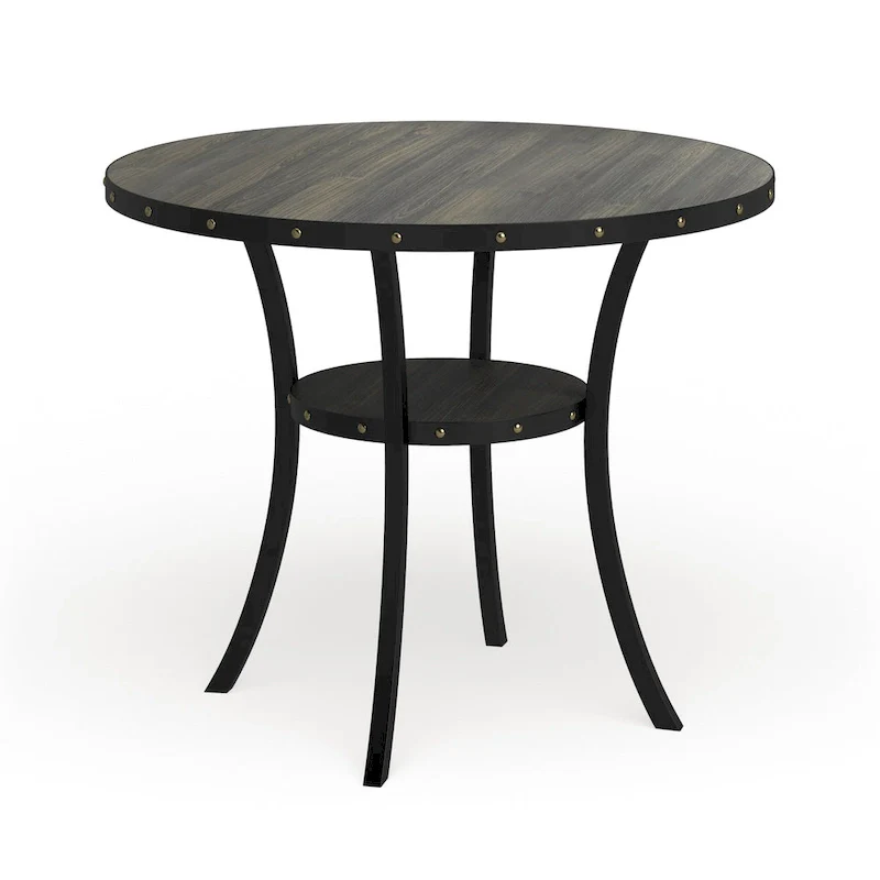 Espresso Wood Counter Height Nailhead Dining Table | Bar Height Kitchen Table