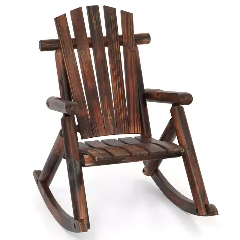 Costway 1/2 PCS Outdoor Adirondack Rocking Chair for Adults Solid Wood Porch Rocker Patio Chair