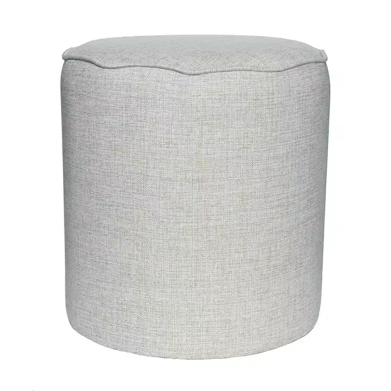 Round Scalloped Upholstered Ottoman