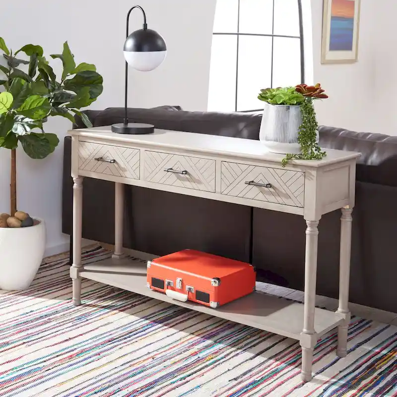 SAFAVIEH Jeanie 3-Drawer Bottom Shelf Console Table - 47.3 W x 13 L x 29.5 H - 47Wx13Dx30H
