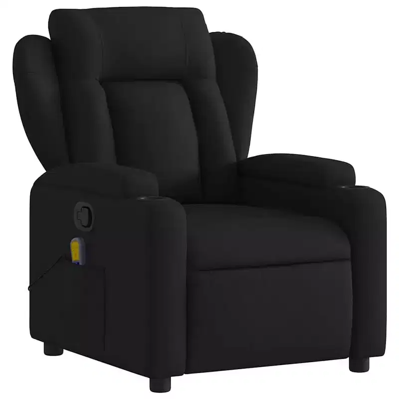 Massage Recliner Chair, Black Fabric (100% Polyester), Metal and Plywood