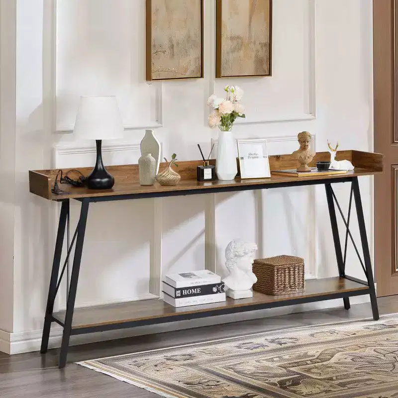 Extra Long Console Table With 2 Power Outlets & USB Ports