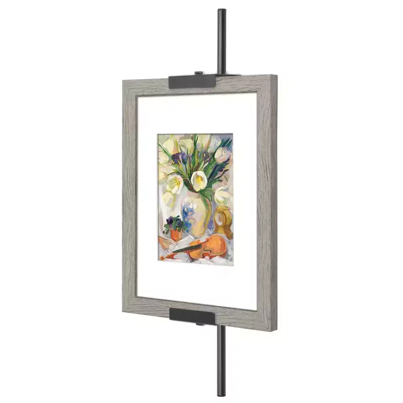 Wall Mounted Picture Frame Stand and Artwork Easel with Adaptive Clamps - Black