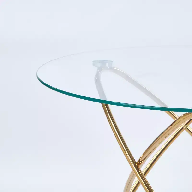 Dining Table with Metal Leg and Tempered Glass Top, Modern Space-Saving Design for Kitchen or Living Room