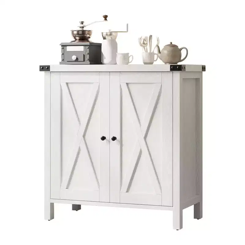 Farmhouse Sideboard Buffet Cabinet with 2 Doors and Adjustable Shelves - 15.7