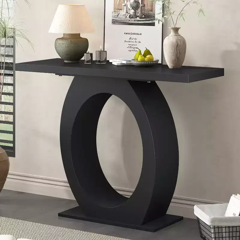Modern Acacia Wood Egg-Shaped Base Console Table