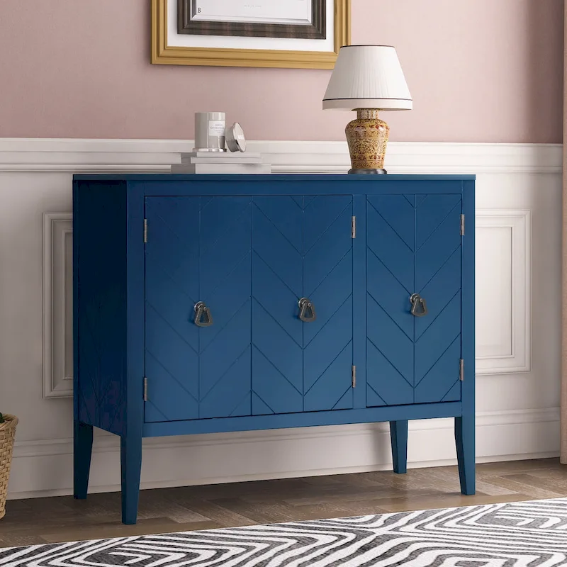 White / Brown / Blue / Grey 3-Door Vintage Sideboard Cabinet
