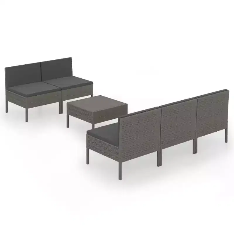 vidaXL Garden Lounge Set Patio Sectional Sofa Couch Outdoor Poly Rattan Grey