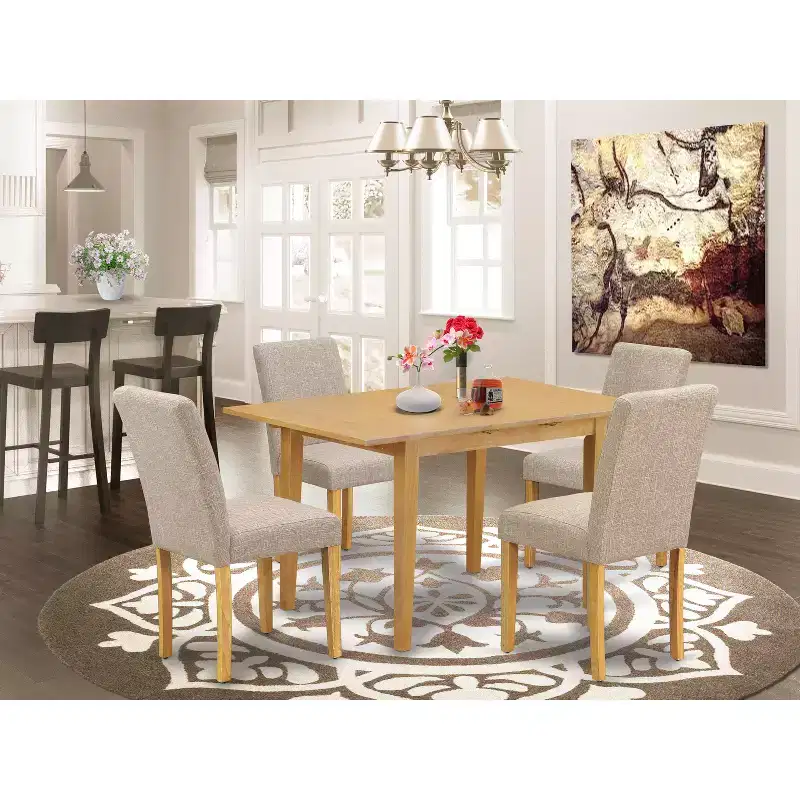 HomeStock 5 Piece Dining Set Oak Traditional Style NOAB5-OAK-04