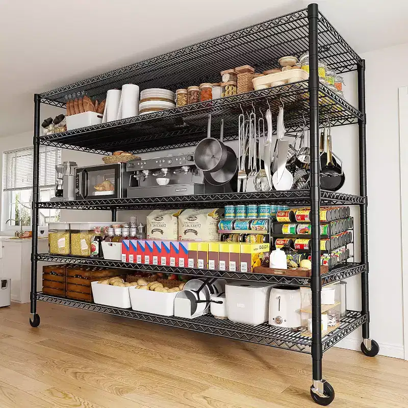 5-Tier Heavy Duty Metal Storage Rack with Wheels, 3000 lbs, 60W x 24D x 82H in.