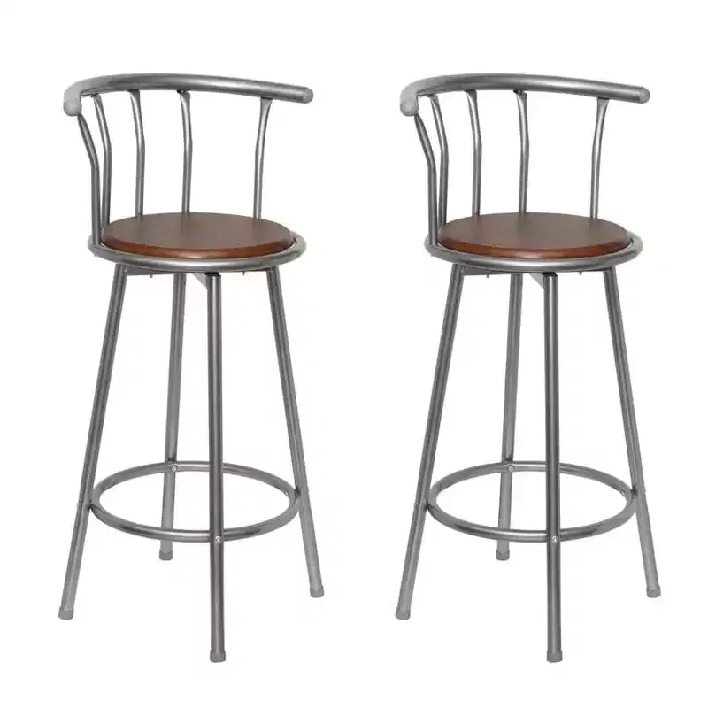 Bar Stool Brown MDF, Steel Standard Swivel Bar Stool