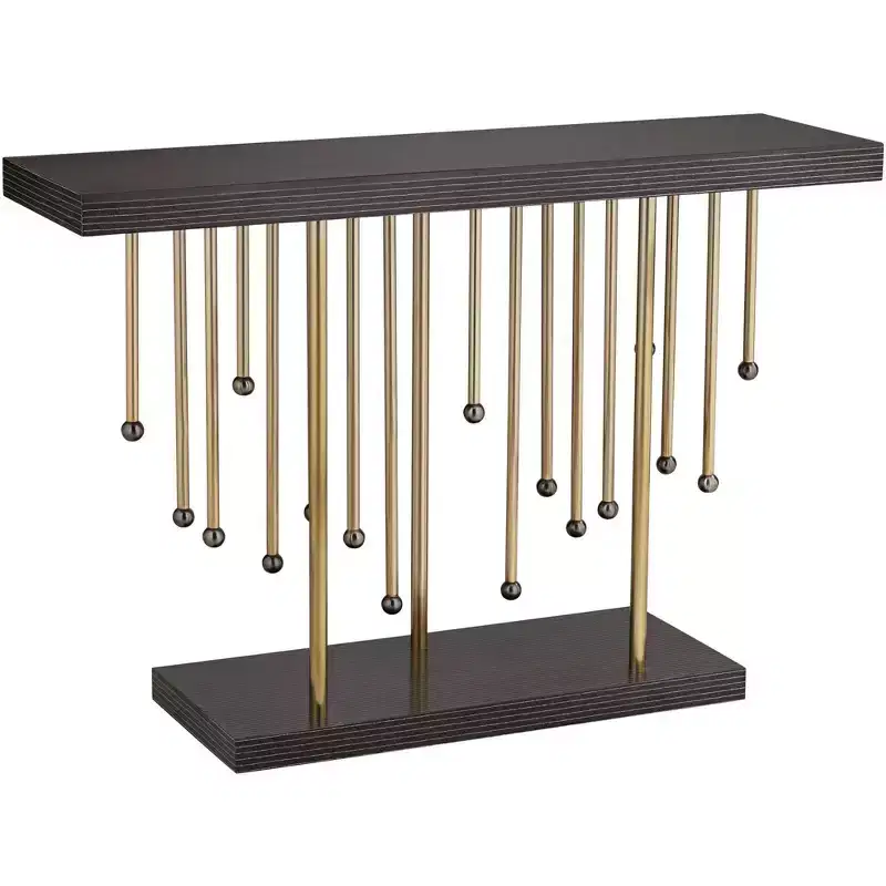 Gold Metal Console Table with Raindrop Strands 48''L x 13.75''W