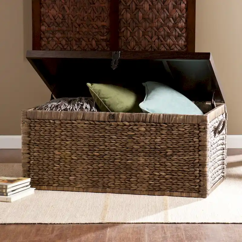 Espresso Woven Hyacinth Trunk Coffee Table