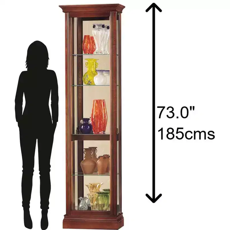 Curio Cabinet with Glass Doors, Interior Lighting and 4 Adjustable Shelves