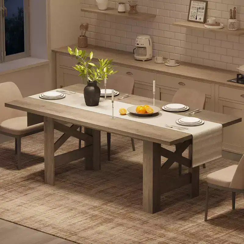 71 Long Large Wooden Farmhouse Kitchen Table with Thick Sturdy Frame for Kitchen,Office