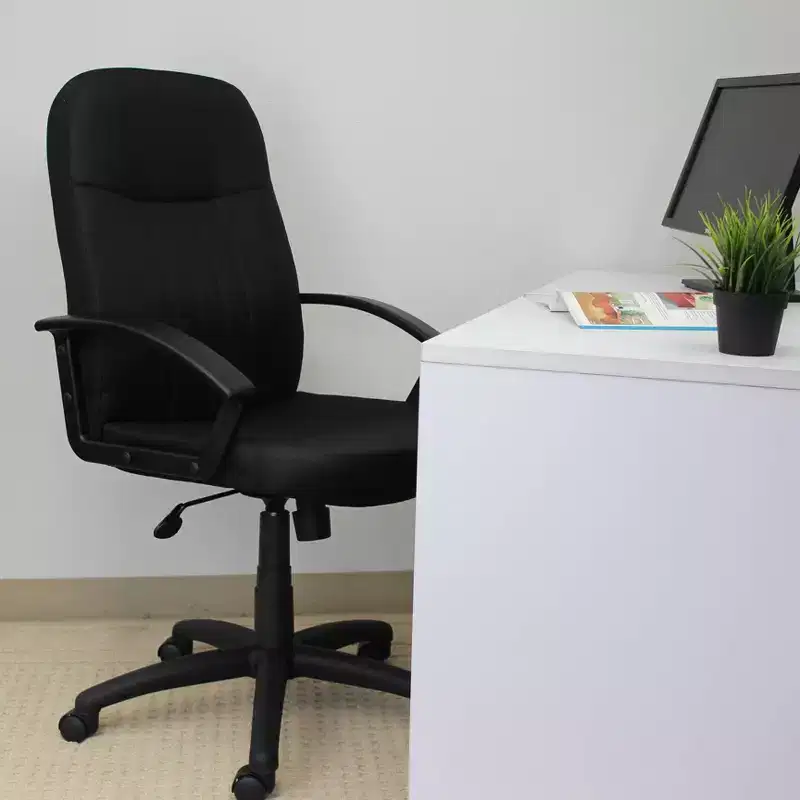 Black Fabric High-Back Manager's Chair, Swivel, for 1 Person