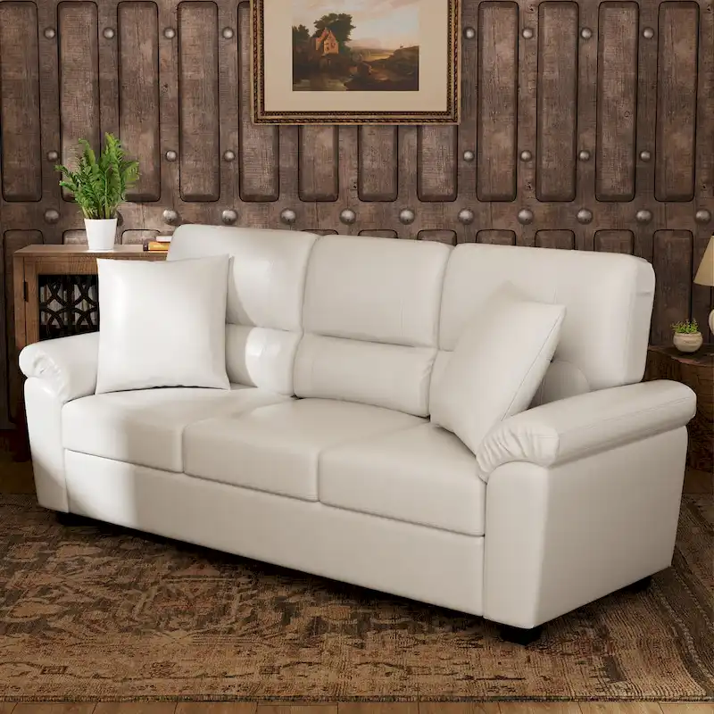 Upholstered Living Room Set, 4 Pieces - Faux Leather Chair, Loveseat, sofa with Ottoman