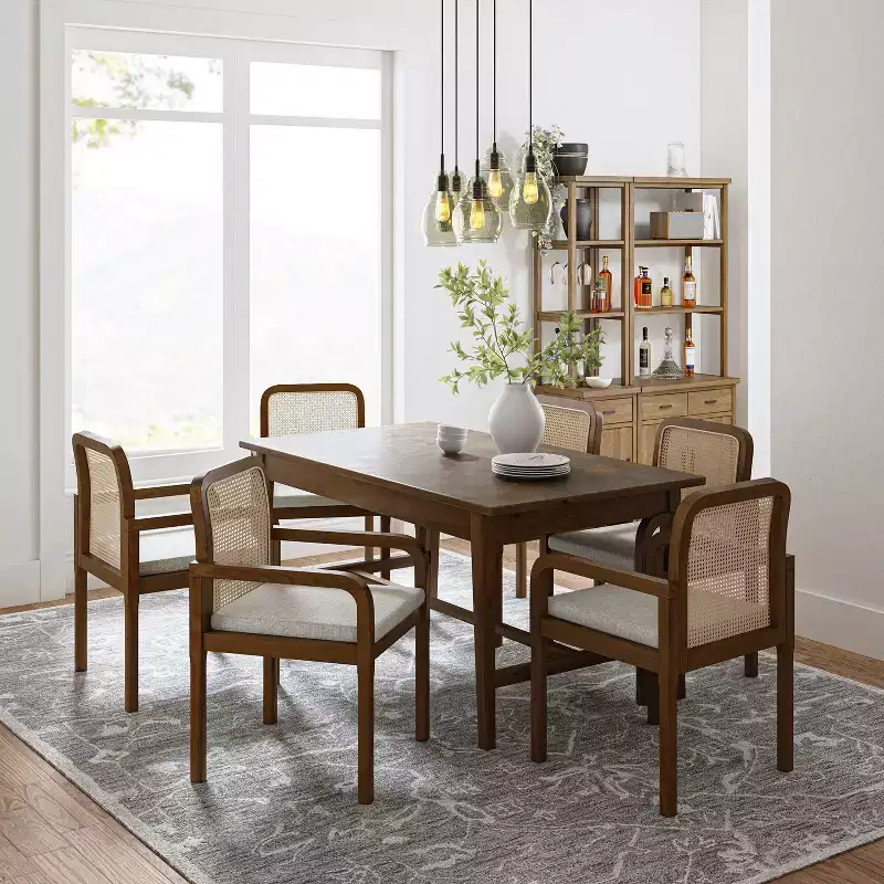 Hieromymus Modern Ratten Dining Chair with Removable Cushion Set of 3|HULALA HOME