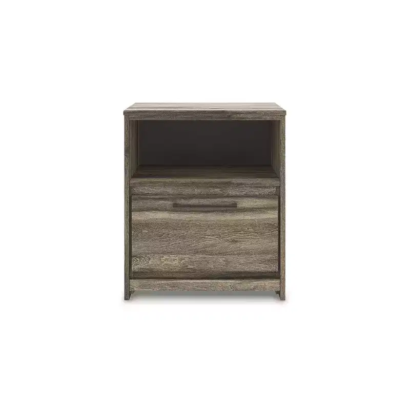Signature Design by Ashley Jusika One Drawer Nightstand with USB Charging, Brown