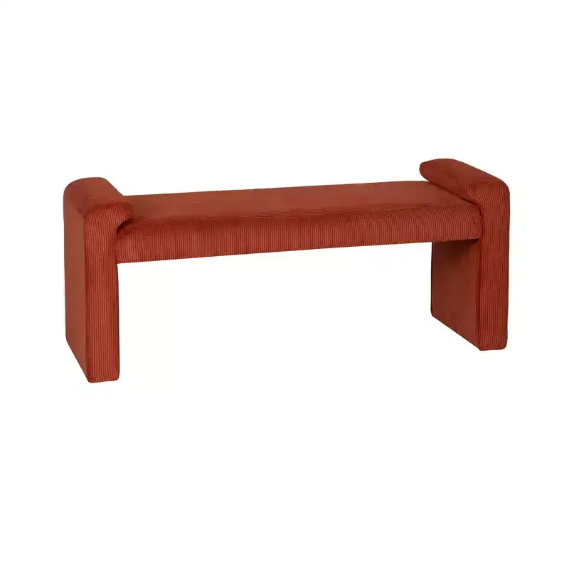 Upholstered Bench in Rust Corduroy