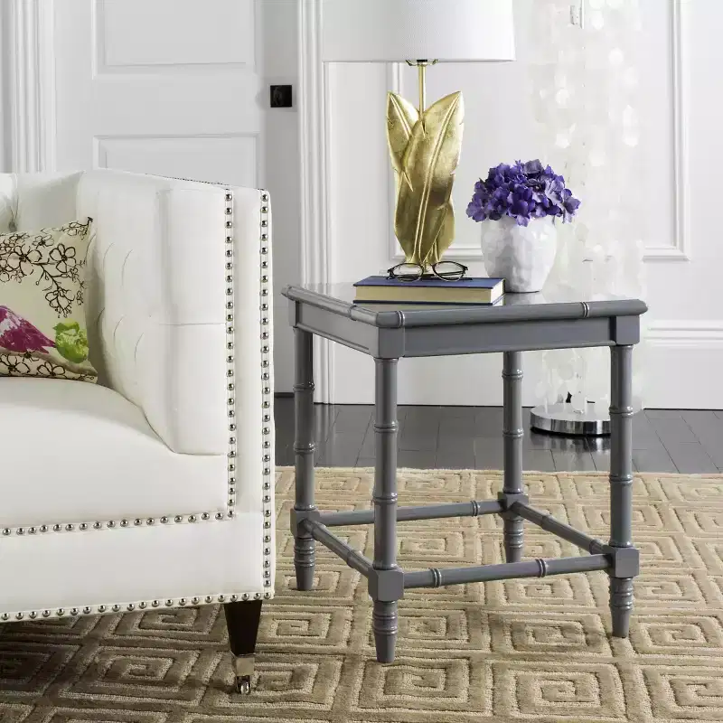 Square Accent Side Table, Grey MDF, Coastal Style, 22