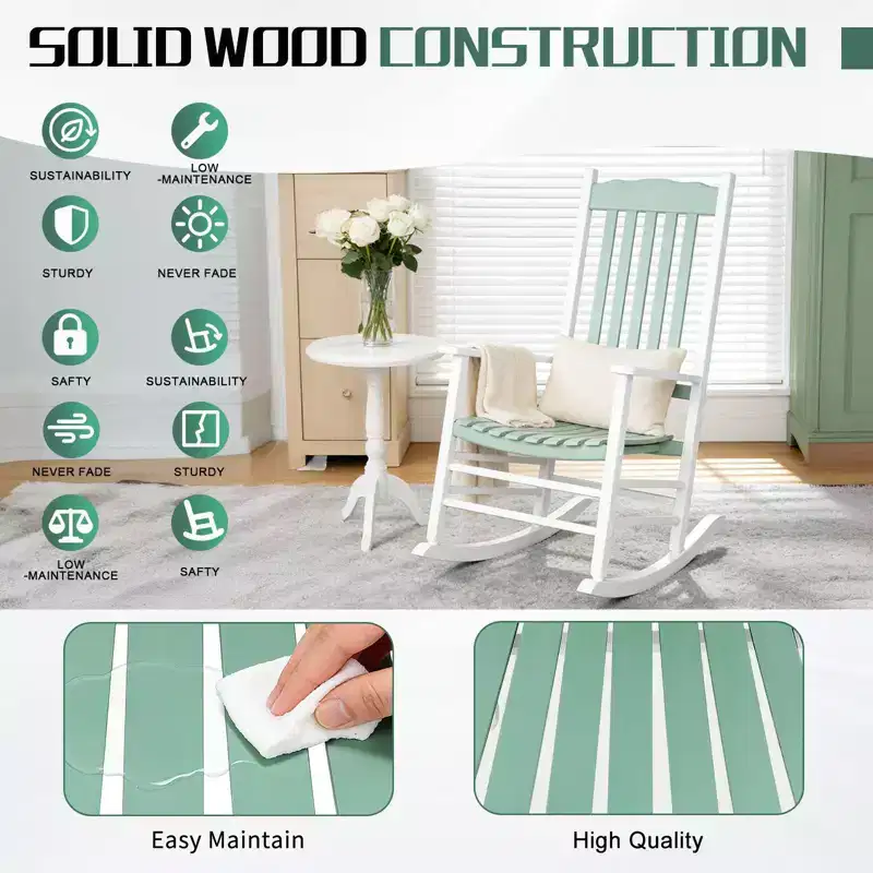 Karl Home | Classic Solid Wood Patio Rocking Chair (Set of 2)