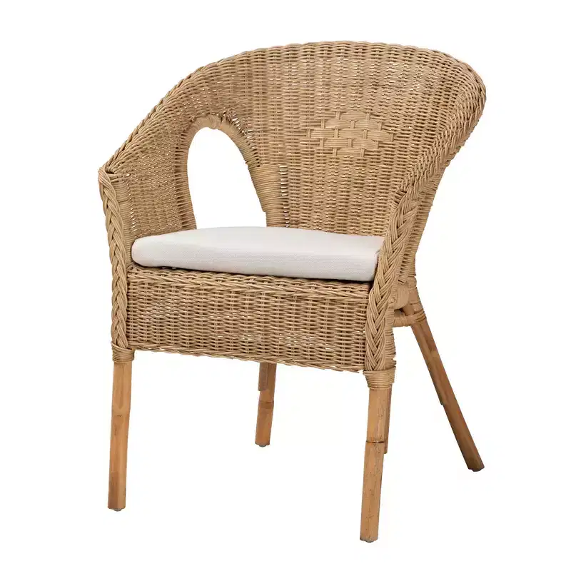 bali & pari Abbey Modern Bohemian Natural Brown Antique Rattan Dining Chair