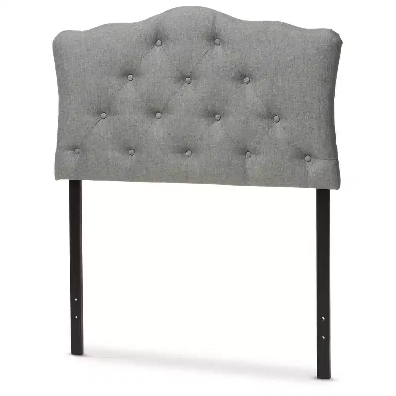 Myra Modern And Contemporary Fabric Upholstered Button - Tufted Scalloped Headboard - Baxton Studio