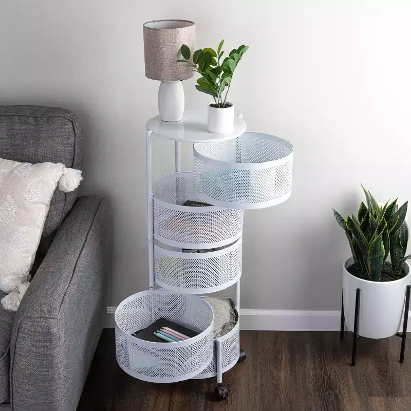 Metal 5-Tier Rolling Basket Storage Rack 35.63''H x 13.19''W x 13.19''D