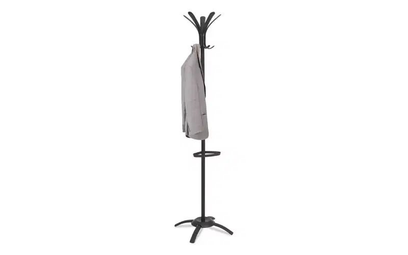Alba CLEO Coat Stand, Stand Alone Rack, Ten Knobs, Steel/Plastic, 19.75w x 19.75d x 68.9h, Black