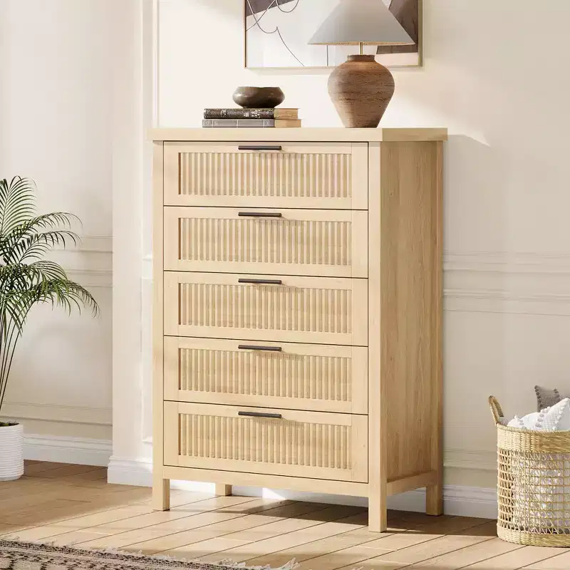 Large-Capacity Grooved Five-Drawer Chest Spacious Clothing Storage Cabinet Ideal for Bedrooms and Hallways TV Cabinet