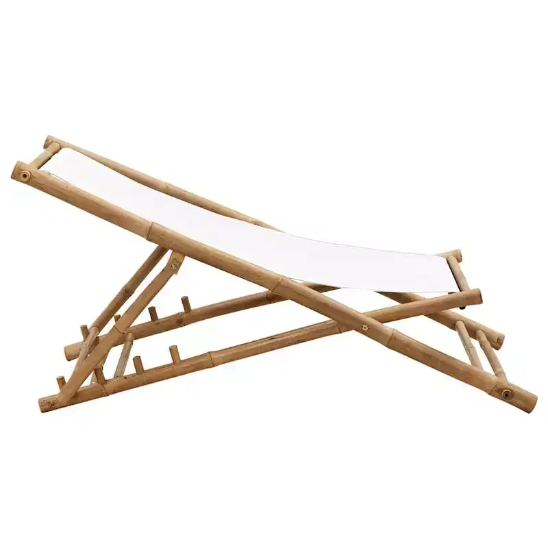 vidaXL Sun Lounger Bamboo Medium Collapsible Folding Sun Lounger
