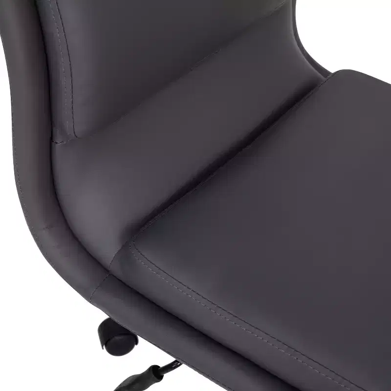 Mid-Back Armless Swivel Task Office Chair Bonded Leather Adjustable Metal Base
