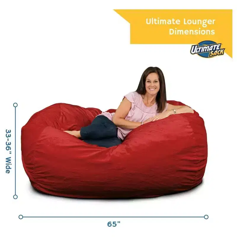 Ultimate Sack Lounger Bean Bag Chair Oversized Indoor Comfy Loveseat, Red Fur