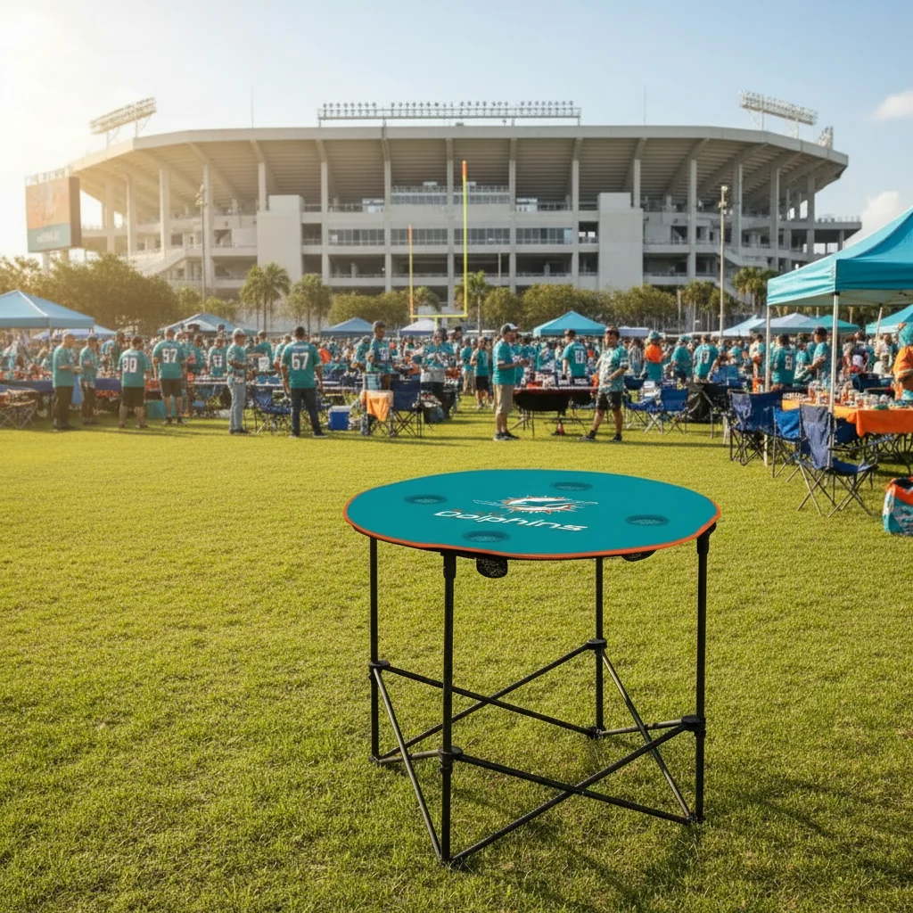 Miami Dolphins Round Folding Table