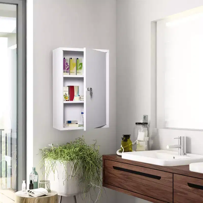 Steel Wall-Mount Medicine Cabinet 3-Tier
