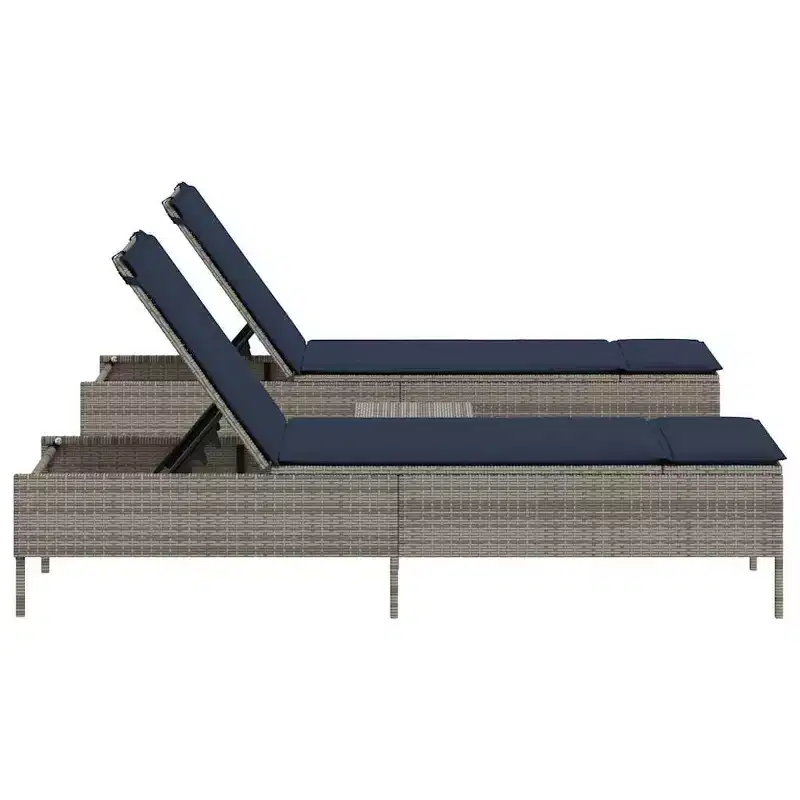 vidaXL Patio Sun Lounger Set PE rattan Extra Long Removable Covers