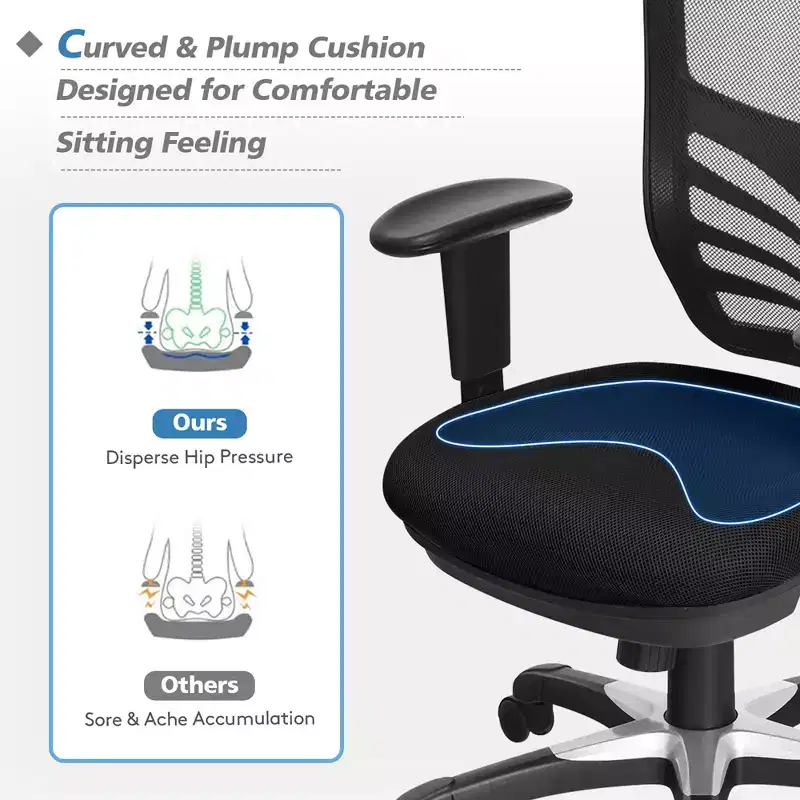 Mesh Office Chair 3-Paddle Computer Desk Chair with Adjustable Seat