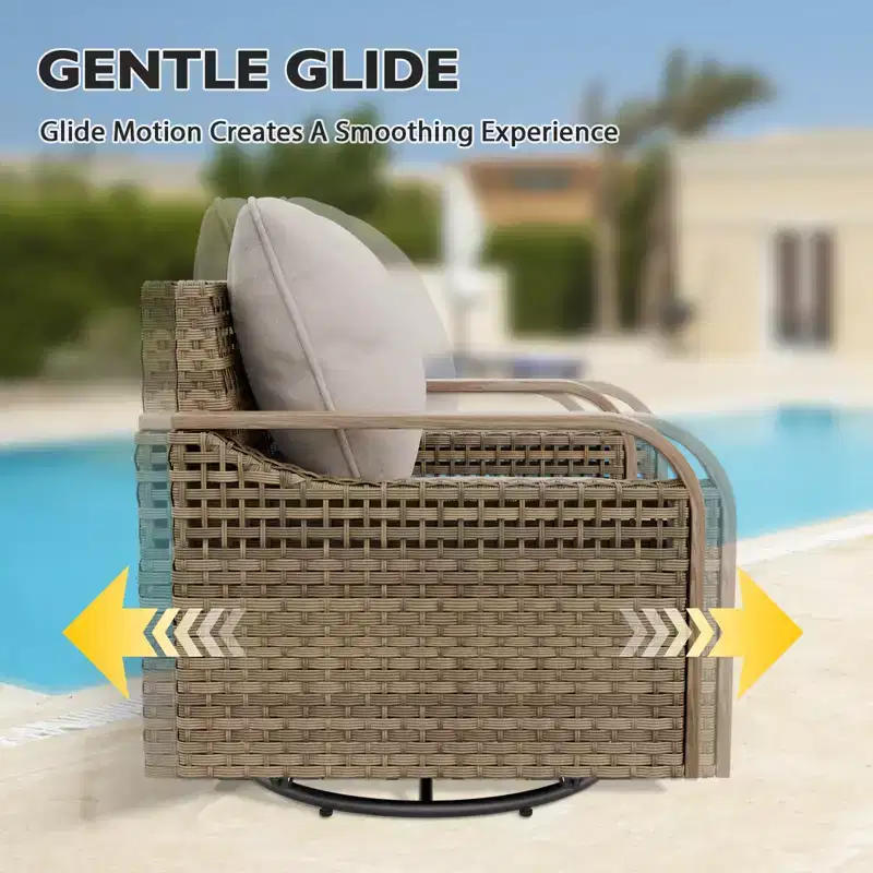 EAGLE PEAK Rocking Chair, Swivel Rocker, Rattan Patio Furniture, 1 Chair