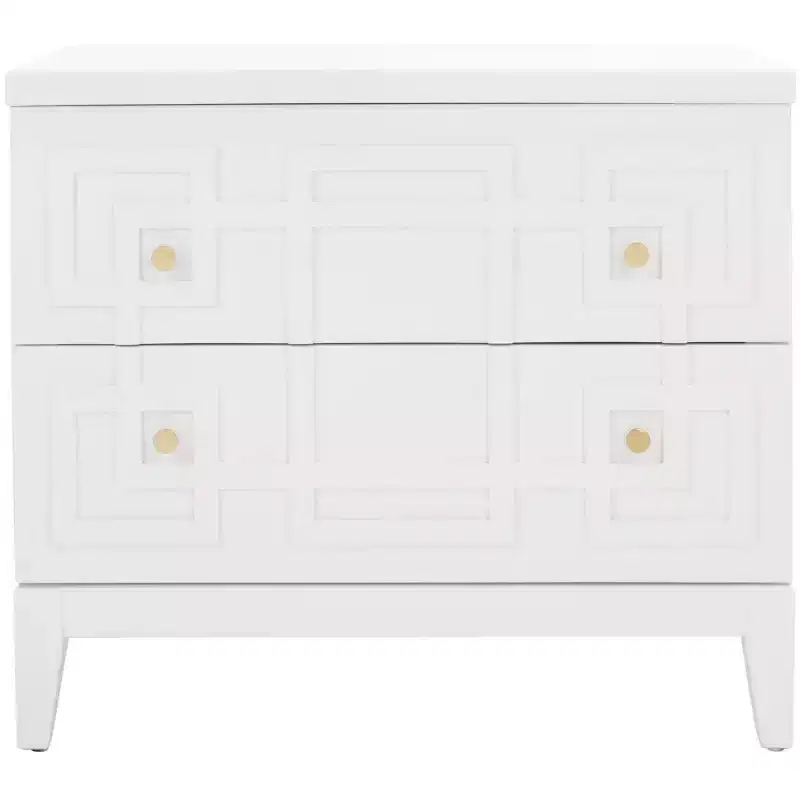 2 Drawer Nightstand - White/Gold