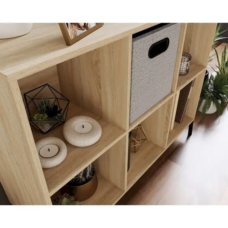 6-Cube Storage Organizer Bookcase, Open Shelf Unit for Living Room Bedroom Office, MDF Construction