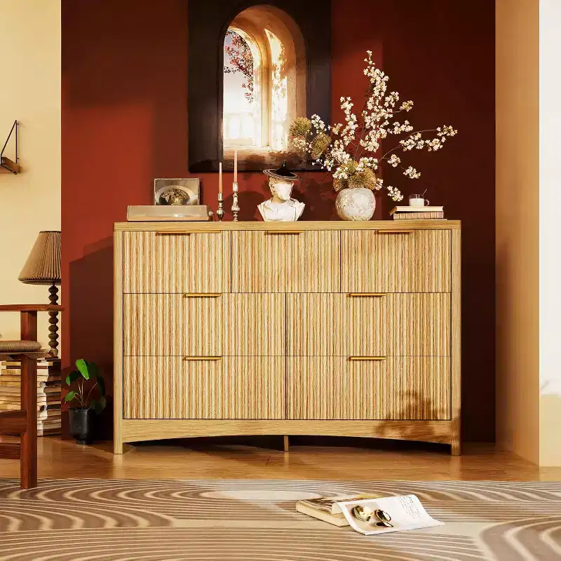 7 Drawer Wooden Dresser with Smooth-Glide Drawers, Modern Storage Solution for Bedrooms, Living Rooms, and Hallways