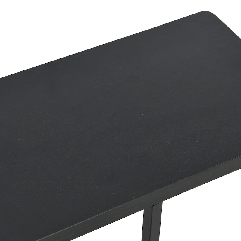 C-Shape Side Table, Faux Stone Top, Black Frame, Space-Saving Design